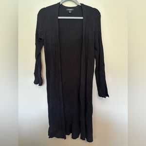 Roz & Ali long open cardigan rubbed  black size medium
